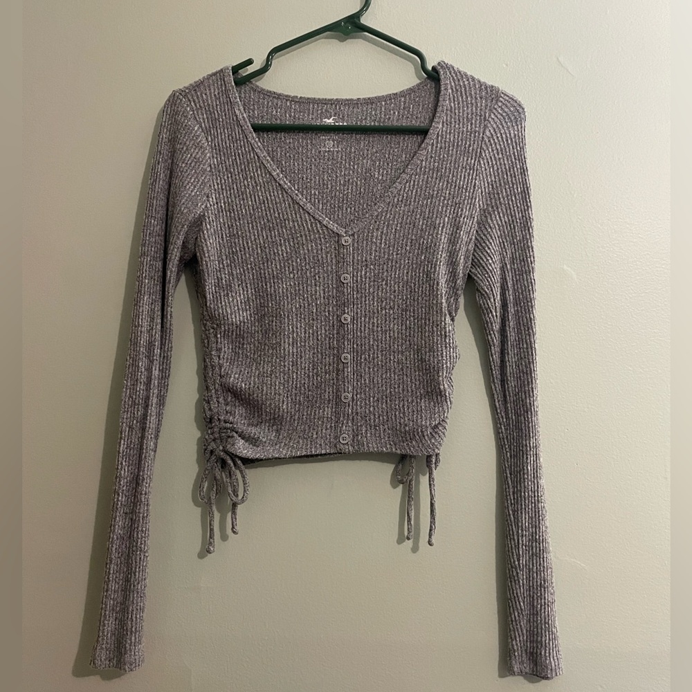 Hollister Heather Gray Ribbed Crop Top